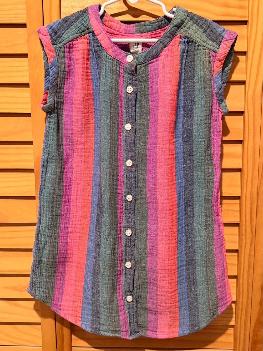 GAP Multicolor Striped Sleeveless Button-Front Top